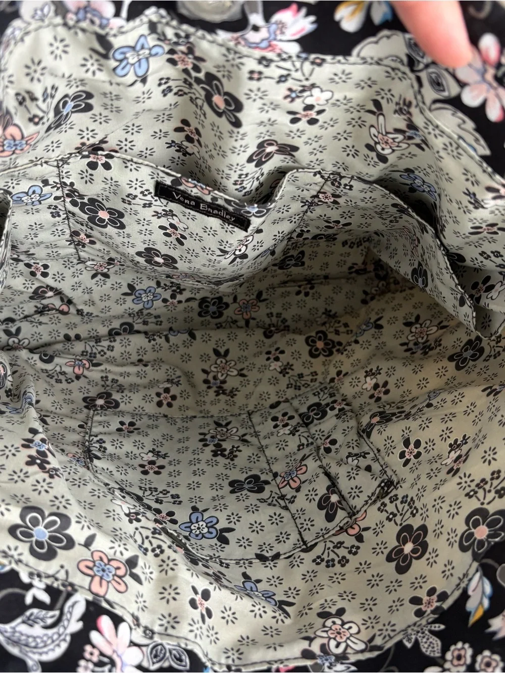 Vera Bradley Black Floral Quilted Tote with Subtle Accents- Midnight Wildflowers - Picture 7 of 8